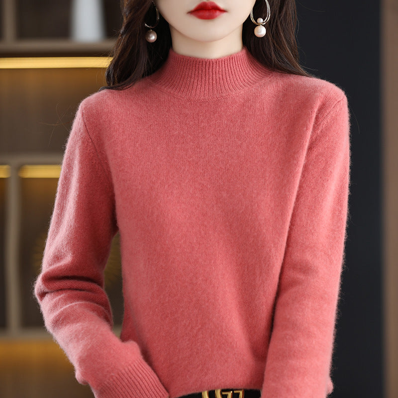 Autumn and Winter New Sweater Women's Half-turtleneck Long-sleeved Women's Top Loose Slimming All-match Sweater Pullover Sweater