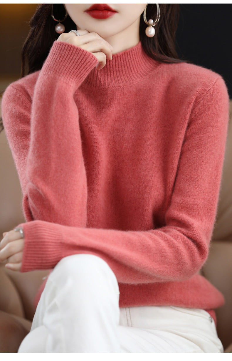 Autumn and Winter New Sweater Women's Half-turtleneck Long-sleeved Women's Top Loose Slimming All-match Sweater Pullover Sweater