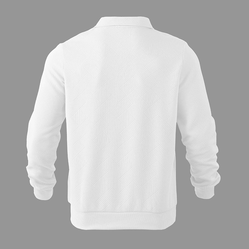 Cross-Border Men's Clothing Amazon American Retro Heavyweight Autumn Sweatshirt Jacquard Long-Sleeved Lapel Half-Zip Men's Top