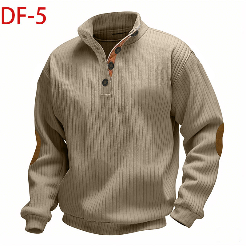 2025 Cross-Border Men's Clothing Amazon Heavyweight Jacquard Men's Sweatshirt Autumn and Winter Slim Fit Stand Collar Long Sleeve Pullover Sweatshirt for Men