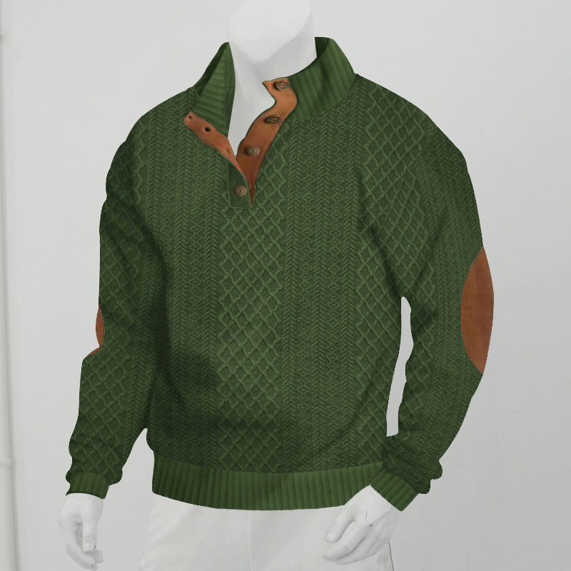 2025 Cross-Border Men's Clothing Amazon Heavyweight Jacquard Men's Sweatshirt Autumn and Winter Slim Fit Stand Collar Long Sleeve Pullover Sweatshirt for Men