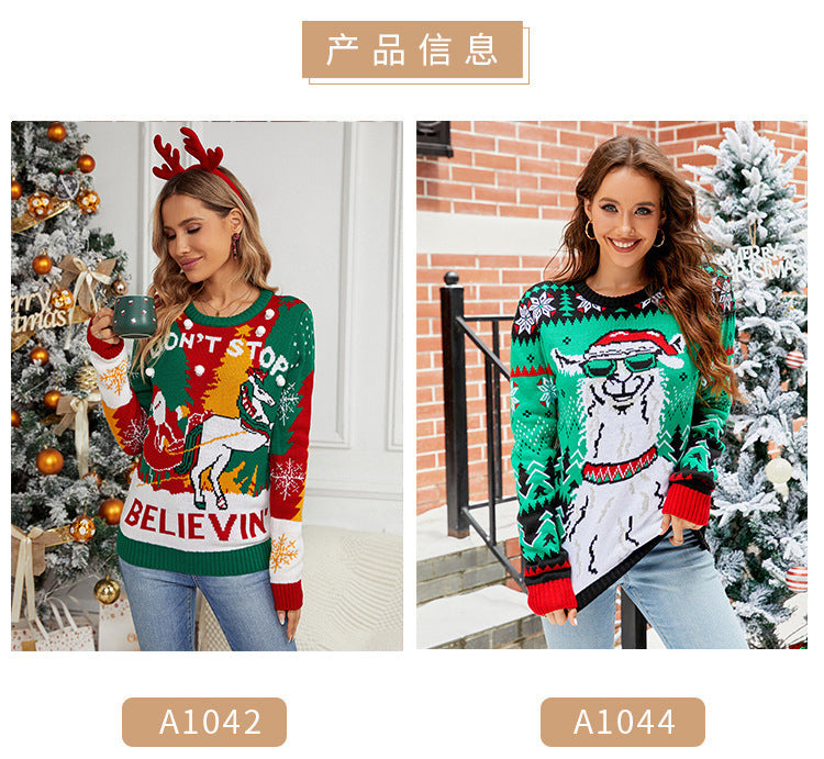 Amazon's Hot-Selling European and American Casual Christmas Snowman Pullover Knitwear 2025 Autumn and Winter Cartoon Alpaca Christmas Knitwear