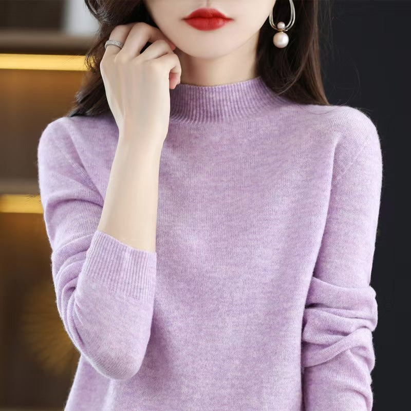 Autumn and Winter New Sweater Women's Half-turtleneck Long-sleeved Women's Top Loose Slimming All-match Sweater Pullover Sweater