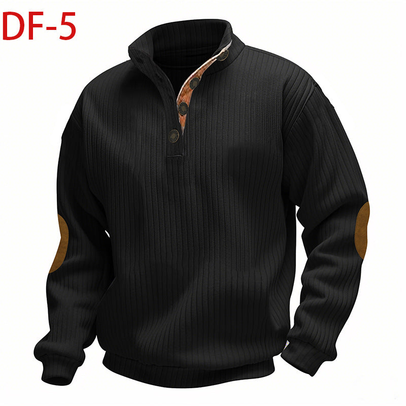 2025 Cross-Border Men's Clothing Amazon Heavyweight Jacquard Men's Sweatshirt Autumn and Winter Slim Fit Stand Collar Long Sleeve Pullover Sweatshirt for Men