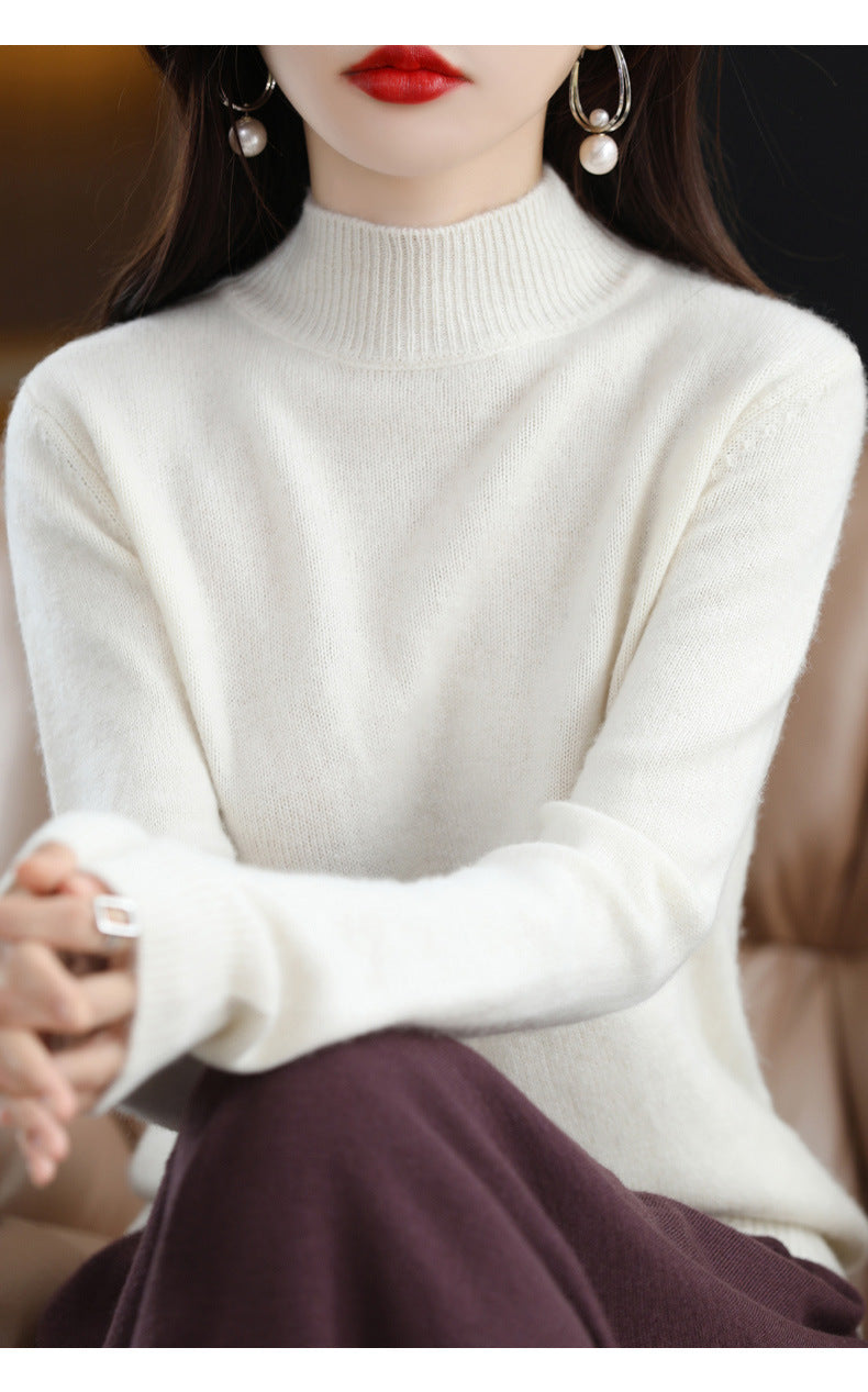 Autumn and Winter New Sweater Women's Half-turtleneck Long-sleeved Women's Top Loose Slimming All-match Sweater Pullover Sweater
