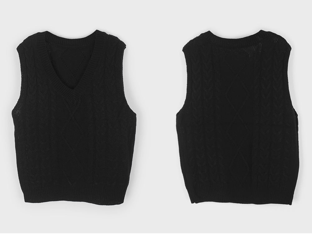 Foreign Trade Cross-border Europe and America Amazon Source Manufacturers Sweater Vest Women's Vest Clip V-neck Sleeveless Twist Sweater