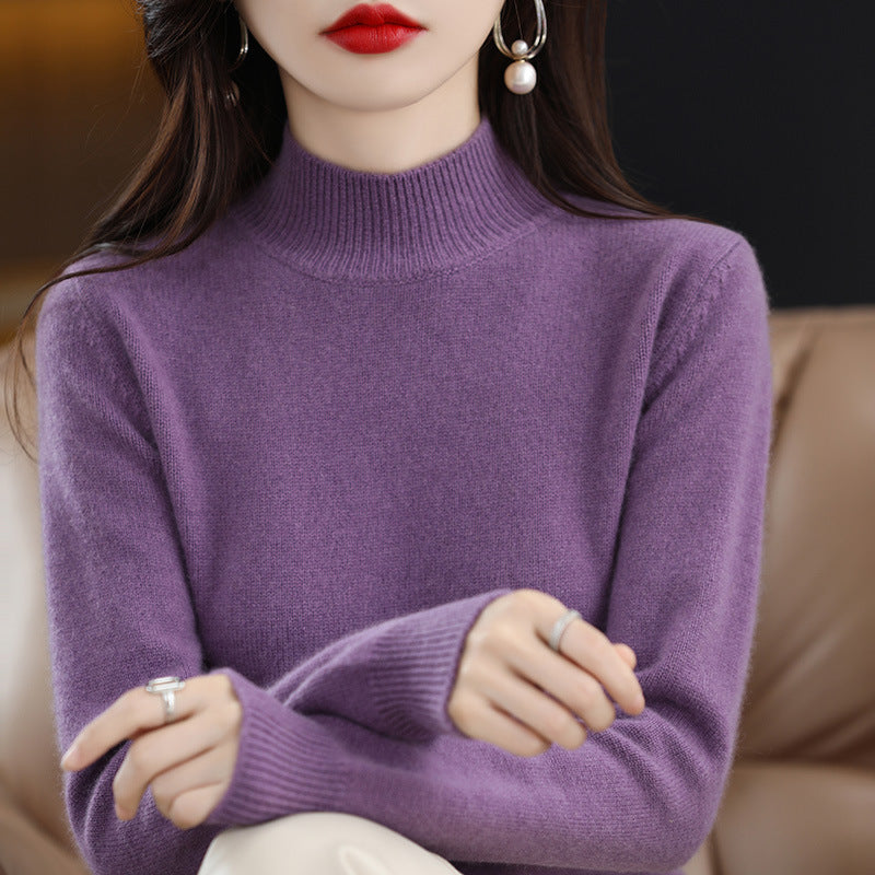 Autumn and Winter New Sweater Women's Half-turtleneck Long-sleeved Women's Top Loose Slimming All-match Sweater Pullover Sweater