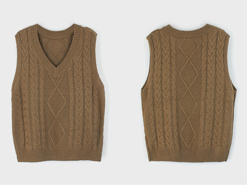 Foreign Trade Cross-border Europe and America Amazon Source Manufacturers Sweater Vest Women's Vest Clip V-neck Sleeveless Twist Sweater