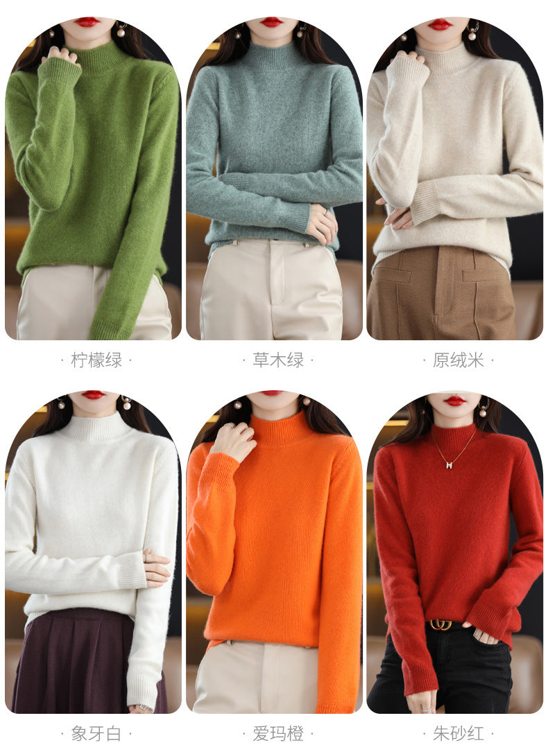 Autumn and Winter New Sweater Women's Half-turtleneck Long-sleeved Women's Top Loose Slimming All-match Sweater Pullover Sweater