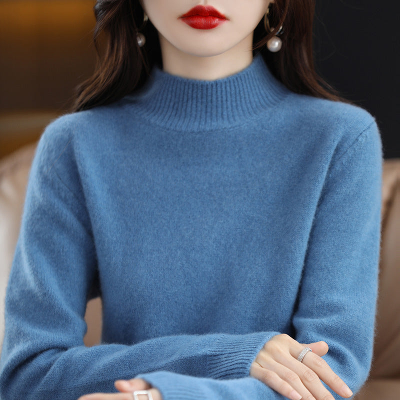 Autumn and Winter New Sweater Women's Half-turtleneck Long-sleeved Women's Top Loose Slimming All-match Sweater Pullover Sweater