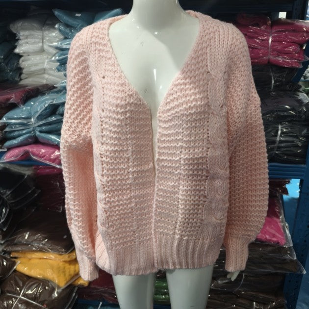 2026 European and American Aliexpress Women's Original Quality Thickened Mohair Cardigan Sweater Casual Open-Front Warm Coat