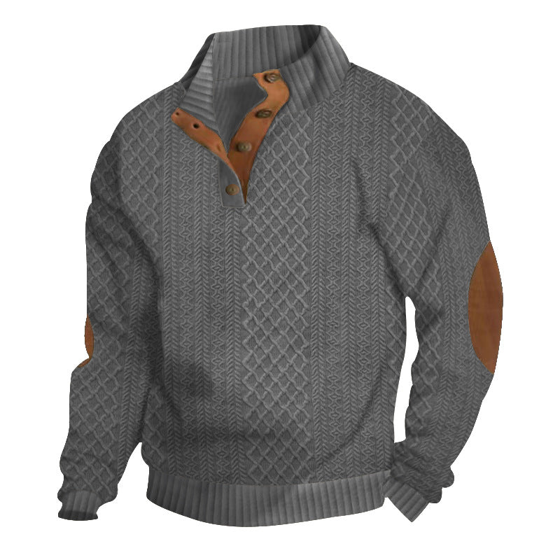 2025 Cross-Border Men's Clothing Amazon Heavyweight Jacquard Men's Sweatshirt Autumn and Winter Slim Fit Stand Collar Long Sleeve Pullover Sweatshirt for Men