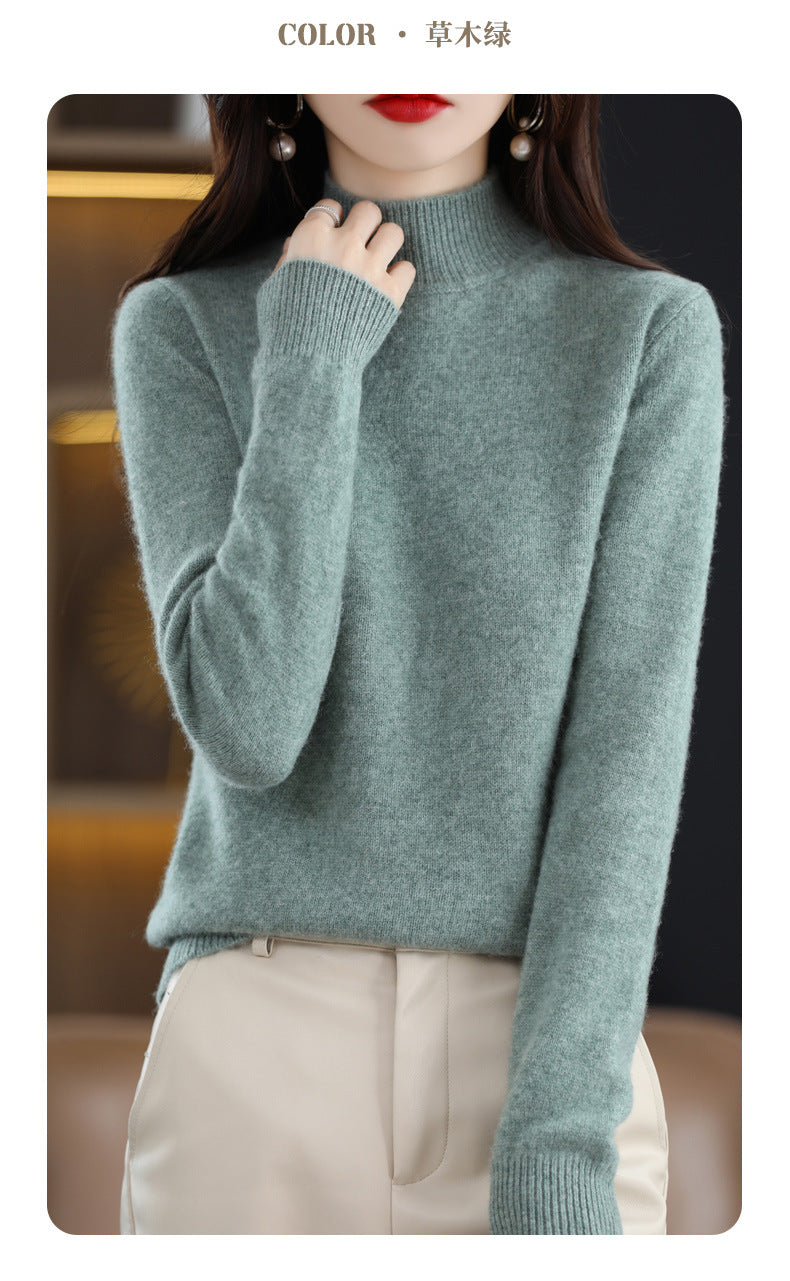 Autumn and Winter New Sweater Women's Half-turtleneck Long-sleeved Women's Top Loose Slimming All-match Sweater Pullover Sweater