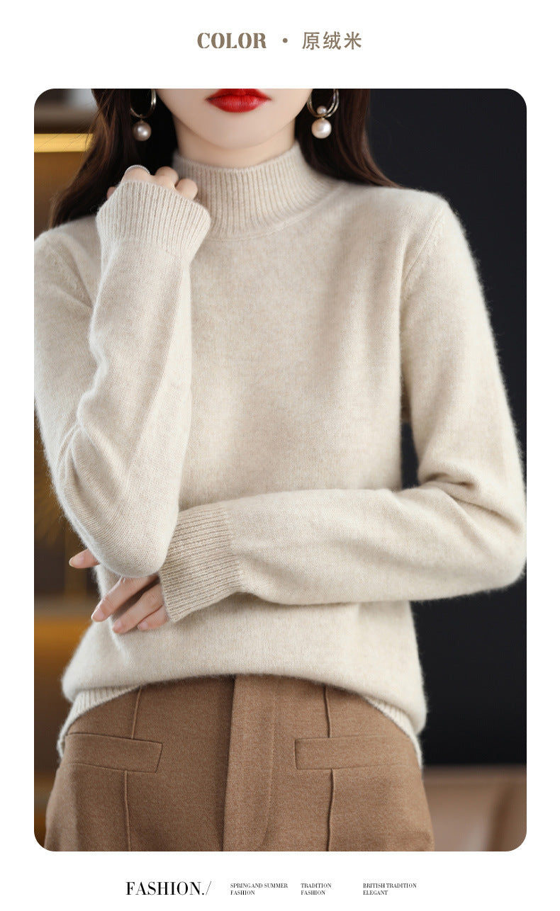 Autumn and Winter New Sweater Women's Half-turtleneck Long-sleeved Women's Top Loose Slimming All-match Sweater Pullover Sweater