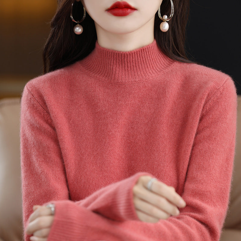 Autumn and Winter New Sweater Women's Half-turtleneck Long-sleeved Women's Top Loose Slimming All-match Sweater Pullover Sweater