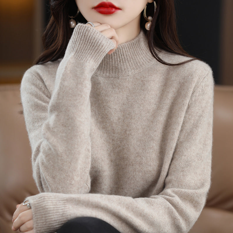 Autumn and Winter New Sweater Women's Half-turtleneck Long-sleeved Women's Top Loose Slimming All-match Sweater Pullover Sweater