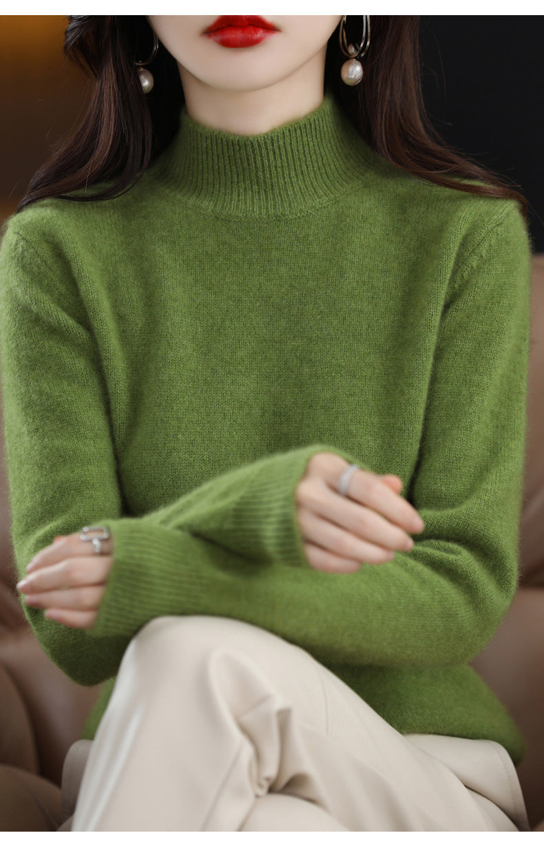 Autumn and Winter New Sweater Women's Half-turtleneck Long-sleeved Women's Top Loose Slimming All-match Sweater Pullover Sweater