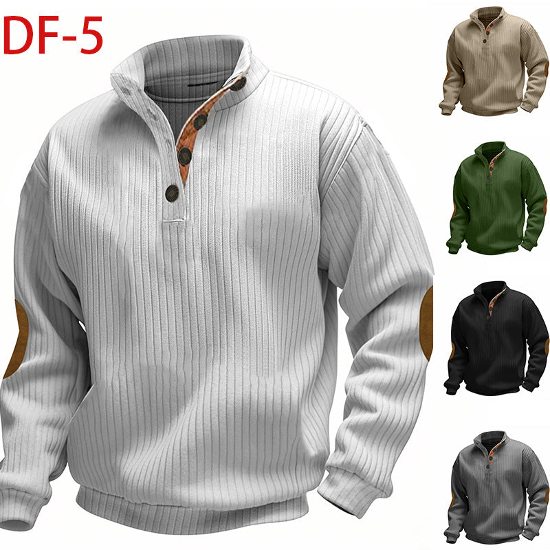 2025 Cross-Border Men's Clothing Amazon Heavyweight Jacquard Men's Sweatshirt Autumn and Winter Slim Fit Stand Collar Long Sleeve Pullover Sweatshirt for Men
