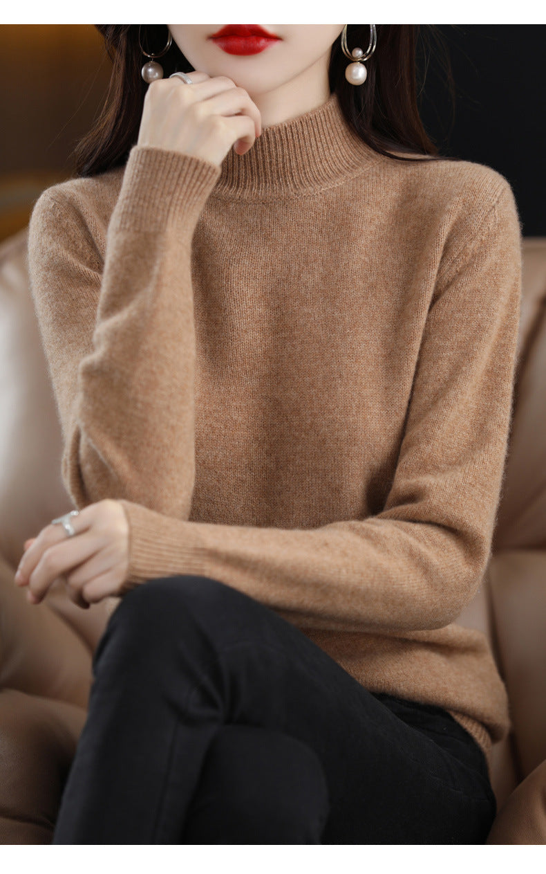 Autumn and Winter New Sweater Women's Half-turtleneck Long-sleeved Women's Top Loose Slimming All-match Sweater Pullover Sweater