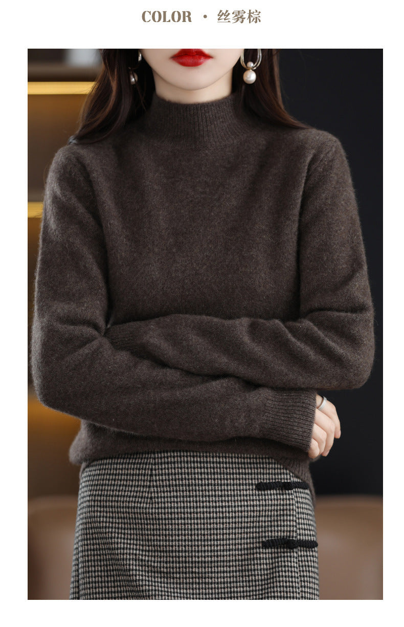 Autumn and Winter New Sweater Women's Half-turtleneck Long-sleeved Women's Top Loose Slimming All-match Sweater Pullover Sweater