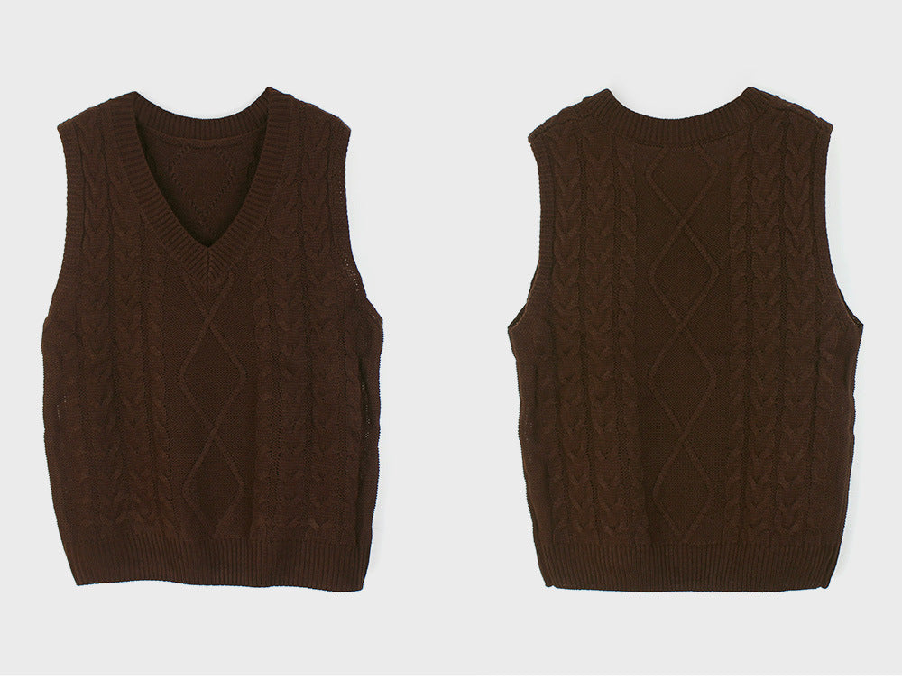 Foreign Trade Cross-border Europe and America Amazon Source Manufacturers Sweater Vest Women's Vest Clip V-neck Sleeveless Twist Sweater