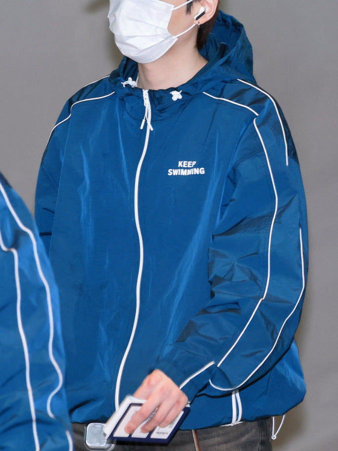 0503 Bts Seven Members Keep Swimming Persist in Swimming On. Windbreaker Jacket by Tian Zhengguo