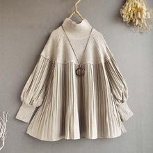 In-Stock Japanese Style 2026 Autumn and Winter New Round-Neck Knitwear Faux Two-Piece Knitted Top