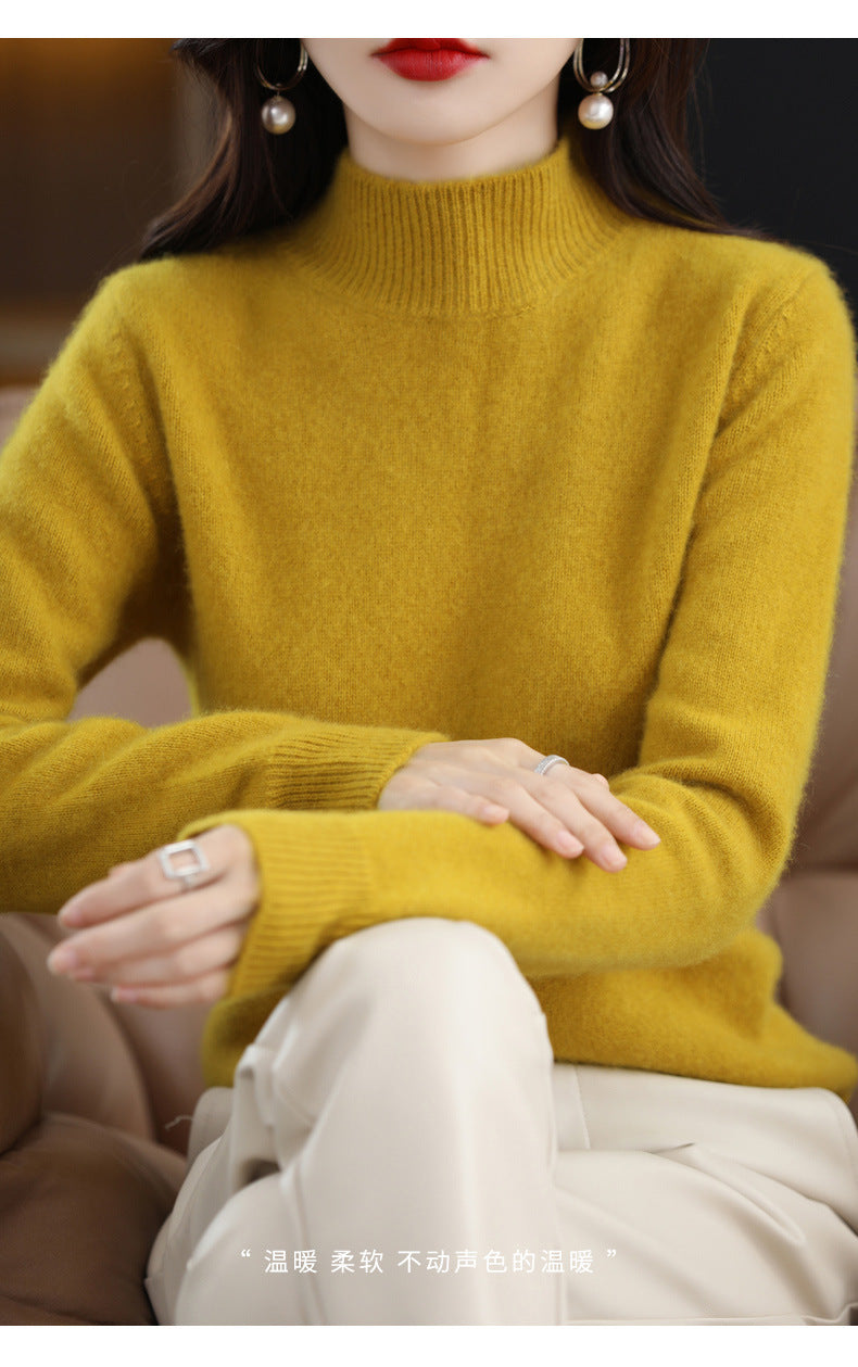 Autumn and Winter New Sweater Women's Half-turtleneck Long-sleeved Women's Top Loose Slimming All-match Sweater Pullover Sweater