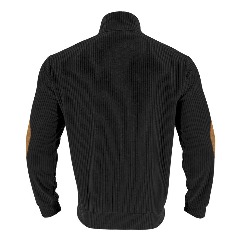 2025 Cross-Border Men's Clothing Amazon Heavyweight Jacquard Men's Sweatshirt Autumn and Winter Slim Fit Stand Collar Long Sleeve Pullover Sweatshirt for Men