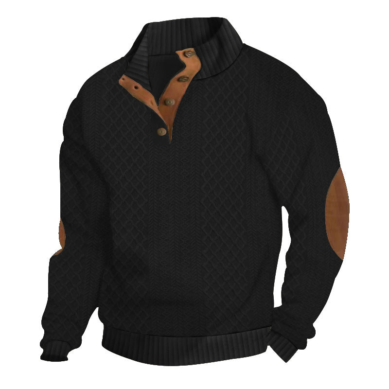 2025 Cross-Border Men's Clothing Amazon Heavyweight Jacquard Men's Sweatshirt Autumn and Winter Slim Fit Stand Collar Long Sleeve Pullover Sweatshirt for Men