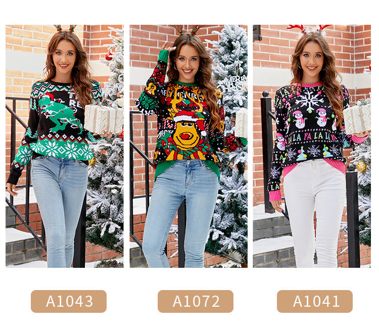 Amazon's Hot-Selling European and American Casual Christmas Snowman Pullover Knitwear 2025 Autumn and Winter Cartoon Alpaca Christmas Knitwear