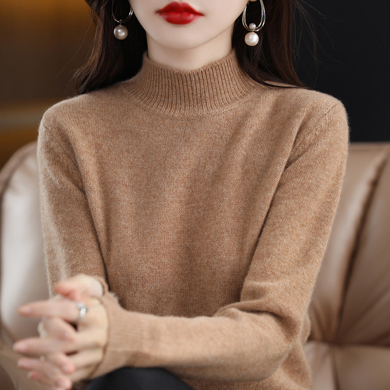 Autumn and Winter New Sweater Women's Half-turtleneck Long-sleeved Women's Top Loose Slimming All-match Sweater Pullover Sweater