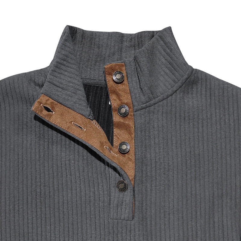 2025 Cross-Border Men's Clothing Amazon Heavyweight Jacquard Men's Sweatshirt Autumn and Winter Slim Fit Stand Collar Long Sleeve Pullover Sweatshirt for Men