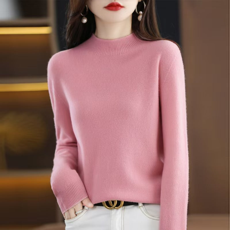 Autumn and Winter New Sweater Women's Half-turtleneck Long-sleeved Women's Top Loose Slimming All-match Sweater Pullover Sweater