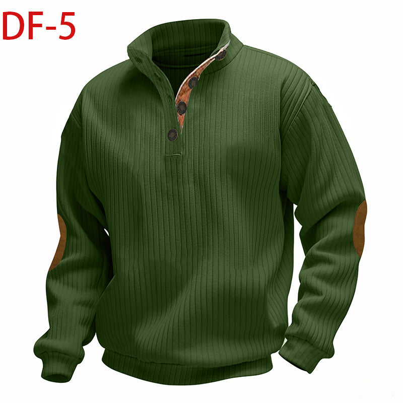 2025 Cross-Border Men's Clothing Amazon Heavyweight Jacquard Men's Sweatshirt Autumn and Winter Slim Fit Stand Collar Long Sleeve Pullover Sweatshirt for Men