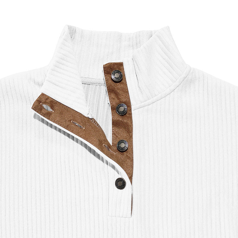 2025 Cross-Border Men's Clothing Amazon Heavyweight Jacquard Men's Sweatshirt Autumn and Winter Slim Fit Stand Collar Long Sleeve Pullover Sweatshirt for Men