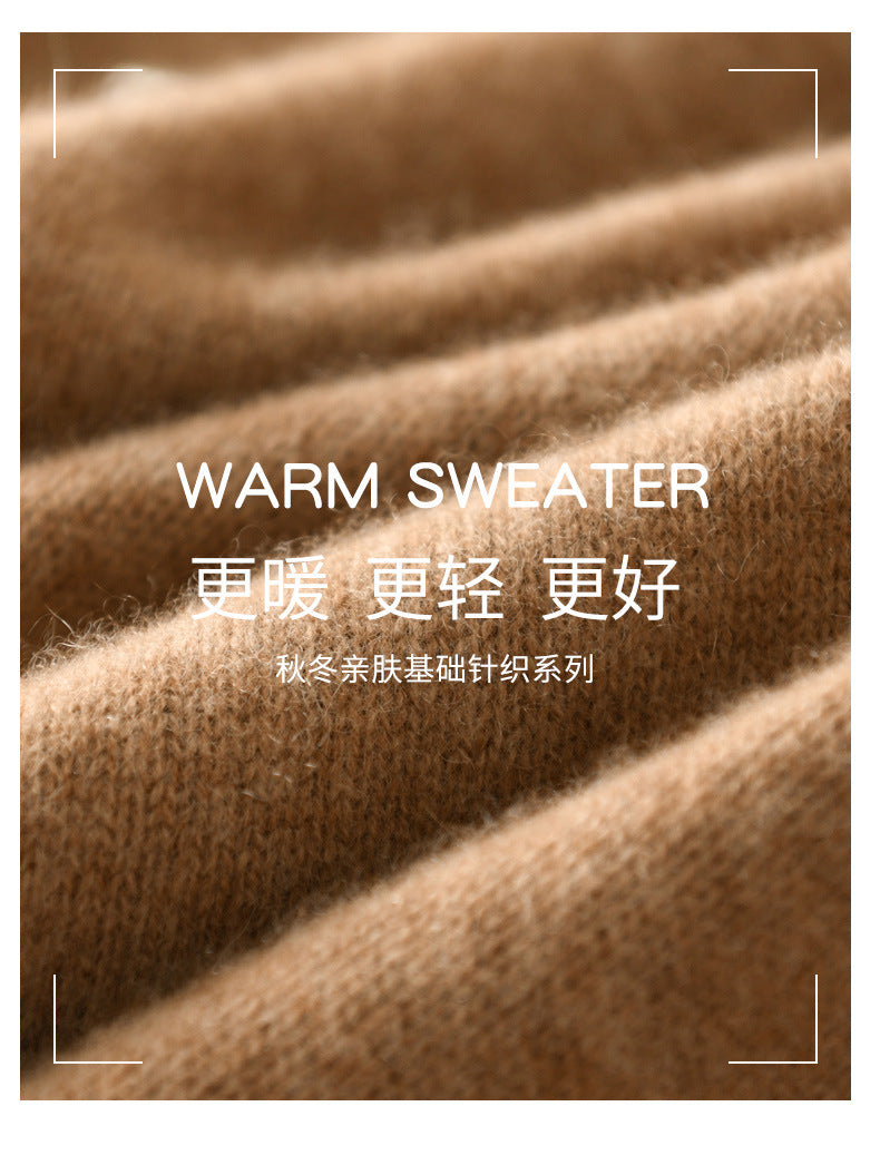 Camel Hooded Sweatshirt Pure Color Outer Hooded Knitted Hoodie Outer Wear Loose Drawstring Casual Pullover Sweater