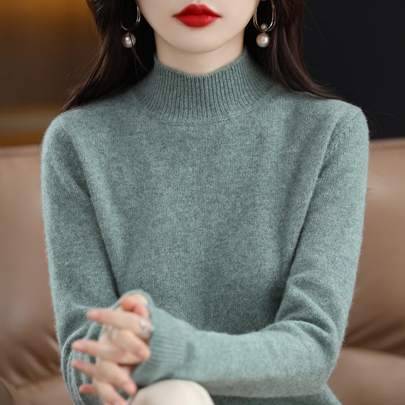 Autumn and Winter New Sweater Women's Half-turtleneck Long-sleeved Women's Top Loose Slimming All-match Sweater Pullover Sweater