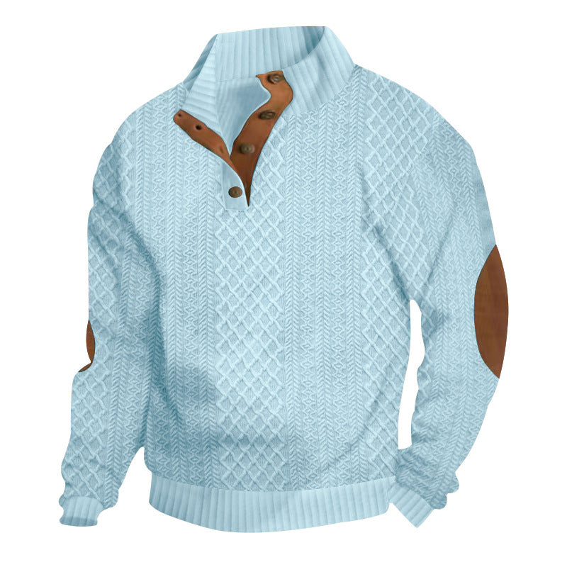 2025 Cross-Border Men's Clothing Amazon Heavyweight Jacquard Men's Sweatshirt Autumn and Winter Slim Fit Stand Collar Long Sleeve Pullover Sweatshirt for Men