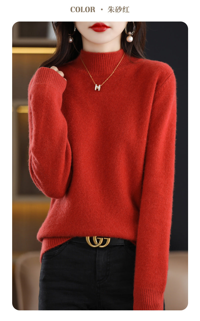 Autumn and Winter New Sweater Women's Half-turtleneck Long-sleeved Women's Top Loose Slimming All-match Sweater Pullover Sweater