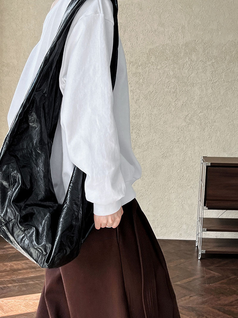 Luxi Relaxed Shoulder Sweatshirt Women's 2025 Autumn New Loose Lazy Style One-Neck Off-Shoulder Top 2809