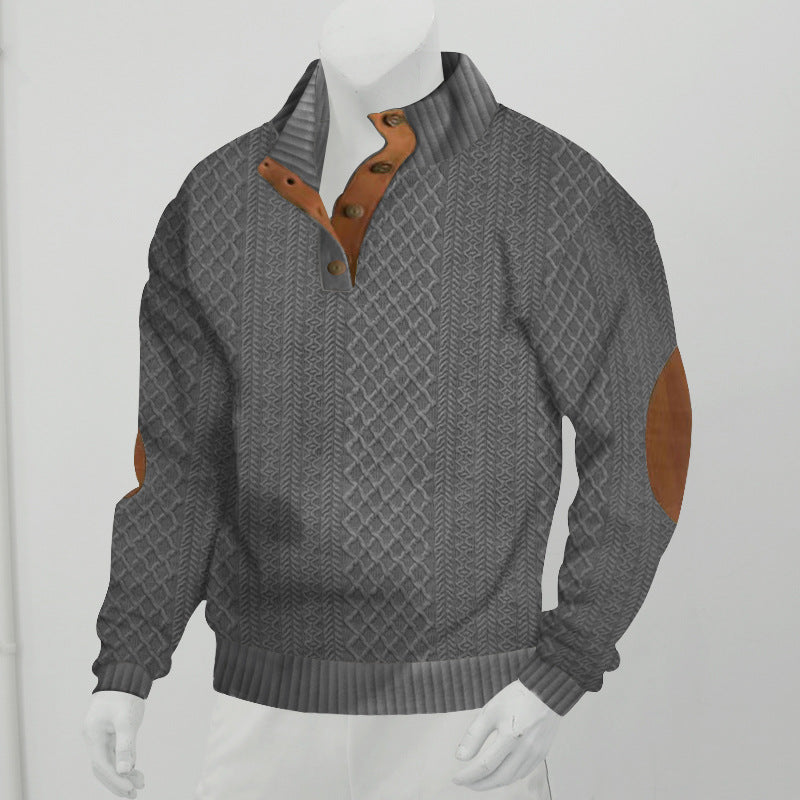 2025 Cross-Border Men's Clothing Amazon Heavyweight Jacquard Men's Sweatshirt Autumn and Winter Slim Fit Stand Collar Long Sleeve Pullover Sweatshirt for Men