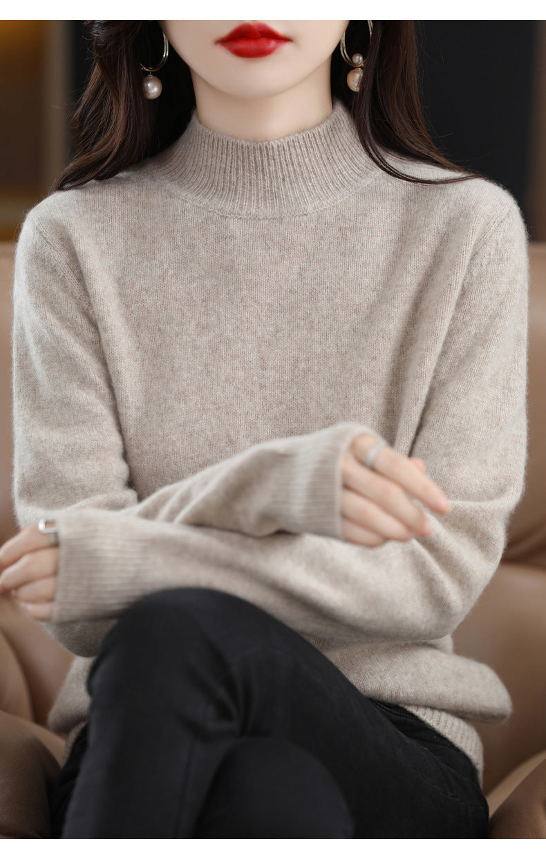 Autumn and Winter New Sweater Women's Half-turtleneck Long-sleeved Women's Top Loose Slimming All-match Sweater Pullover Sweater