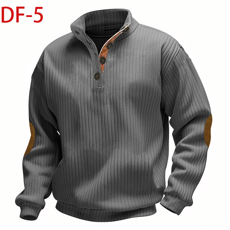 2025 Cross-Border Men's Clothing Amazon Heavyweight Jacquard Men's Sweatshirt Autumn and Winter Slim Fit Stand Collar Long Sleeve Pullover Sweatshirt for Men