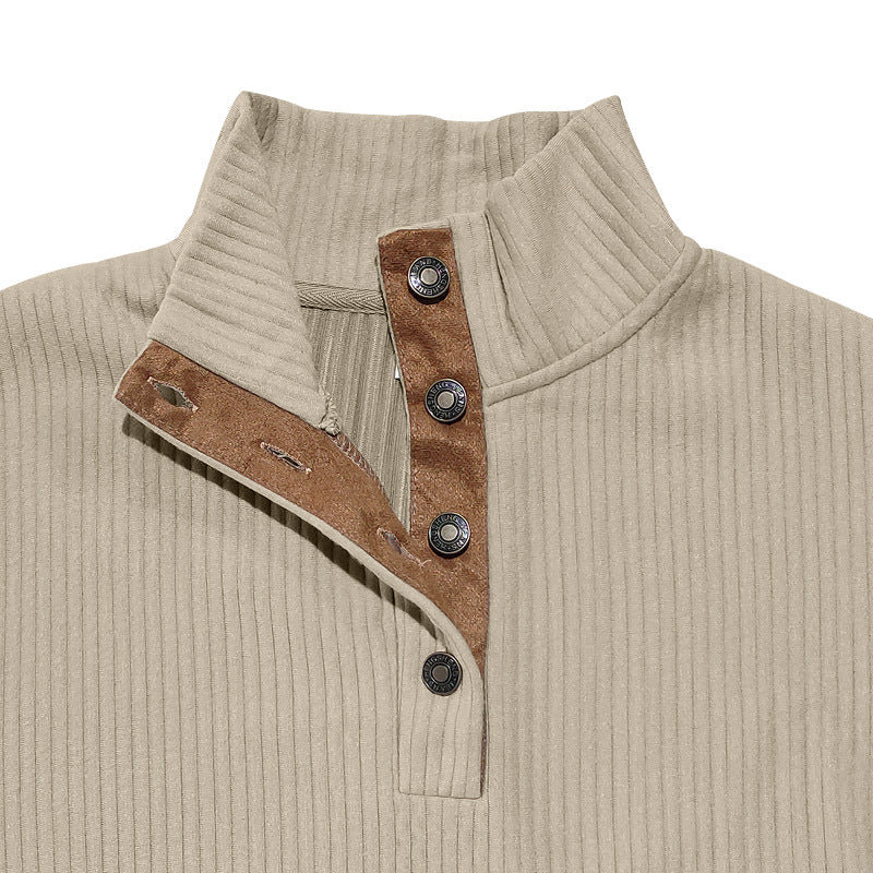 2025 Cross-Border Men's Clothing Amazon Heavyweight Jacquard Men's Sweatshirt Autumn and Winter Slim Fit Stand Collar Long Sleeve Pullover Sweatshirt for Men