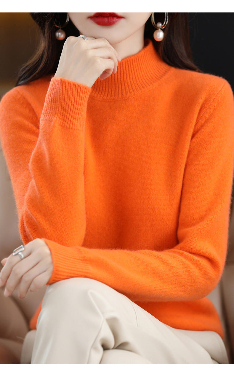 Autumn and Winter New Sweater Women's Half-turtleneck Long-sleeved Women's Top Loose Slimming All-match Sweater Pullover Sweater