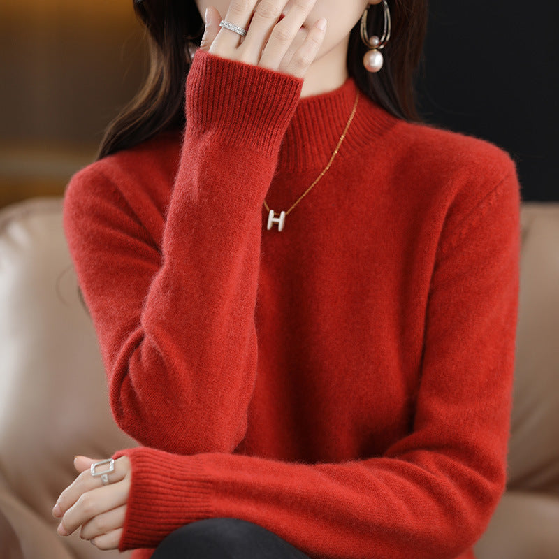 Autumn and Winter New Sweater Women's Half-turtleneck Long-sleeved Women's Top Loose Slimming All-match Sweater Pullover Sweater