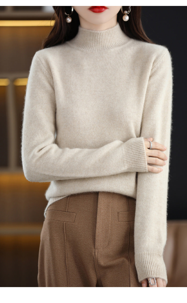 Autumn and Winter New Sweater Women's Half-turtleneck Long-sleeved Women's Top Loose Slimming All-match Sweater Pullover Sweater