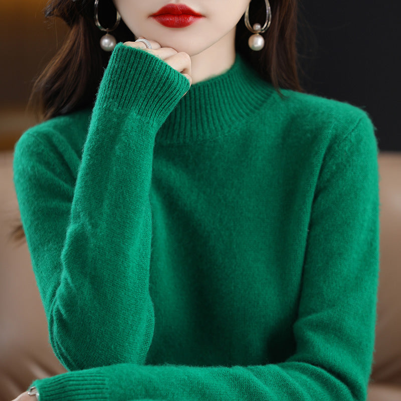 Autumn and Winter New Sweater Women's Half-turtleneck Long-sleeved Women's Top Loose Slimming All-match Sweater Pullover Sweater