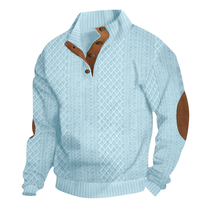 2025 Cross-Border Men's Clothing Amazon Heavyweight Jacquard Men's Sweatshirt Autumn and Winter Slim Fit Stand Collar Long Sleeve Pullover Sweatshirt for Men